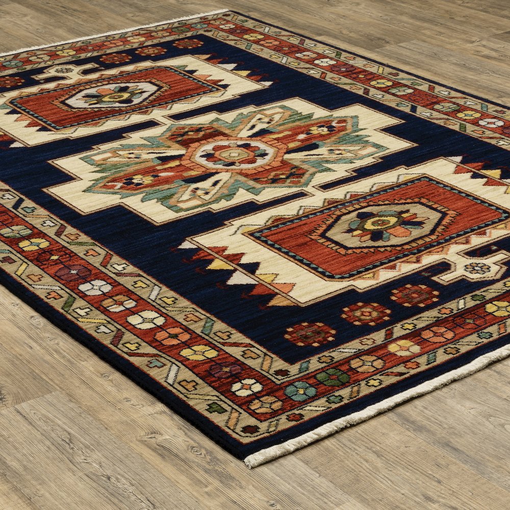 Lilihan 090B6 Blue/ Red Indoor Area Rug - 2' x 3'