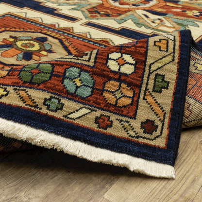 Lilihan 090B6 Blue/ Red Indoor Area Rug - 2' x 3'