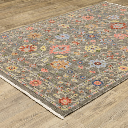 Lucca 093K1 Grey/ Multi Indoor Area Rug - 2' x 6'