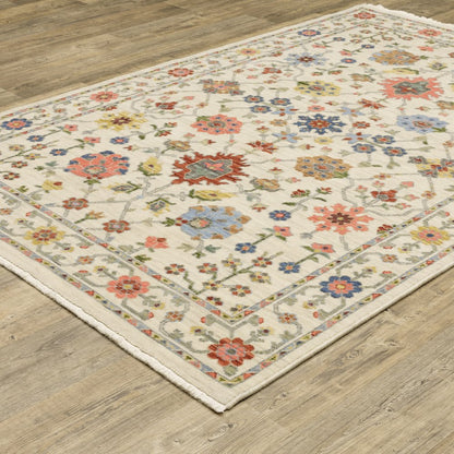 Lucca 093W1 Ivory/ Multi Indoor Area Rug - 3'3" x 5'