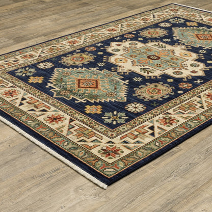 Lilihan 532B6 Navy/ Multi Indoor Area Rug - 2'6" x 12'