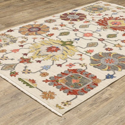 Lucca 8111W Ivory/ Multi Indoor Area Rug - 3'3" x 5'