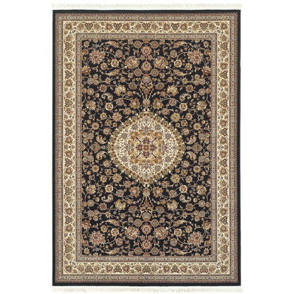Masterpiece 033B2 Dark Blue/ Ivory Indoor Area Rug - 3'10" x 5'5"