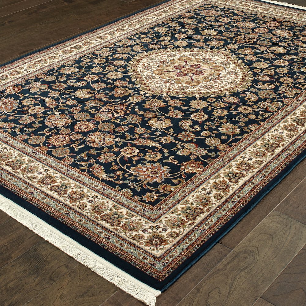 Masterpiece 033B2 Dark Blue/ Ivory Indoor Area Rug - 7'10" x 10'10"