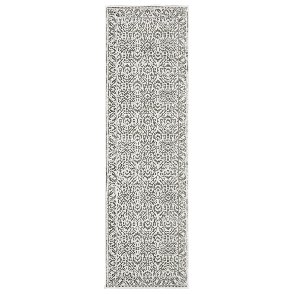 Montecito 2062H Grey/ White Indoor Area Rug - 2'3" x 7'6"