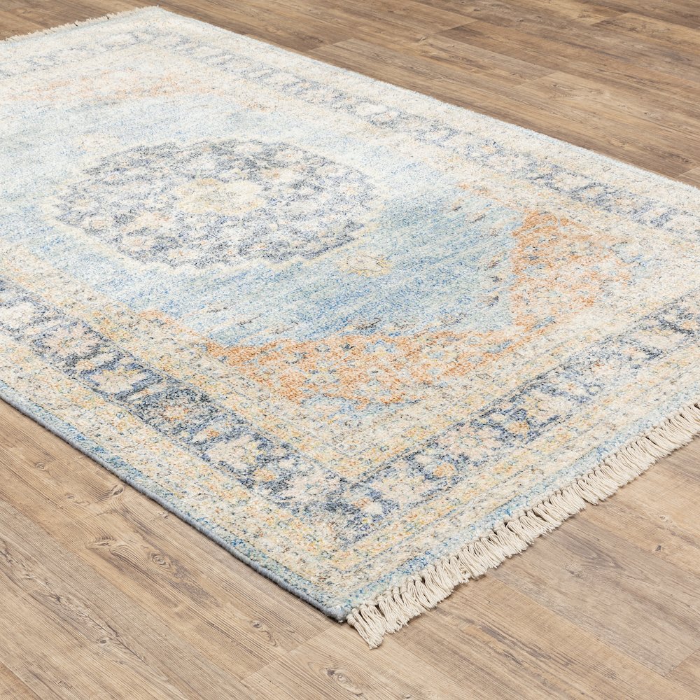Malabar 45306 Blue/ Beige Indoor Area Rug - 5' x 8'