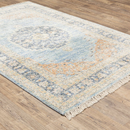 Malabar 45306 Blue/ Beige Indoor Area Rug - 5' x 8'