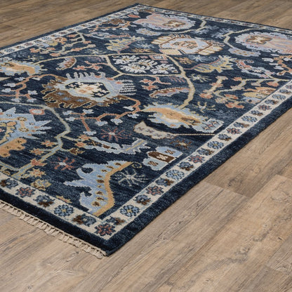 Majorca MAJ02 Navy/ Multi Indoor Area Rug - 10' x 14'