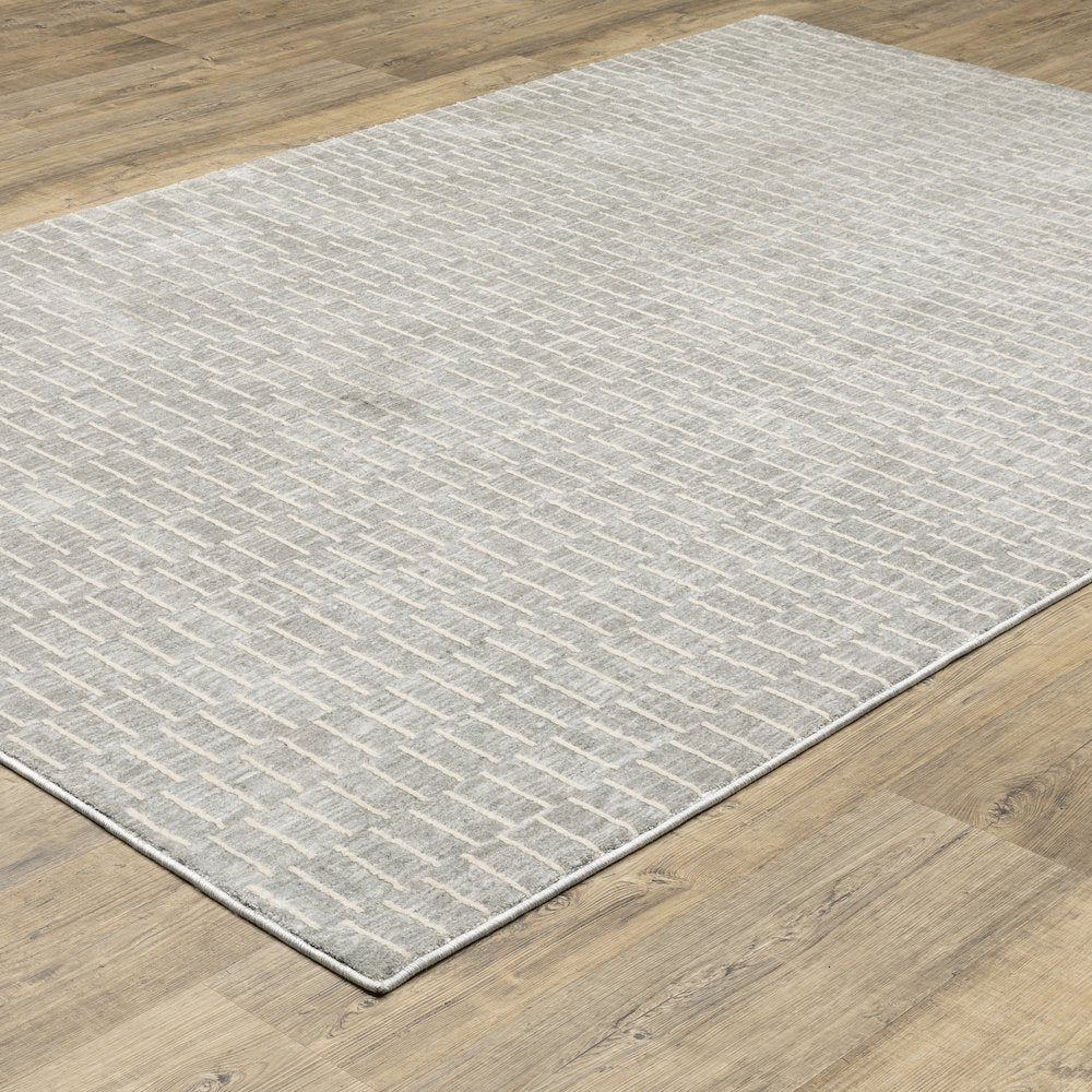 Oliver OLV01 Grey/ Beige Indoor Area Rug - 2'3" x 7'6"