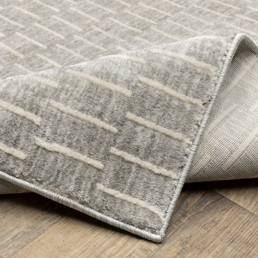 Oliver OLV01 Grey/ Beige Indoor Area Rug - 6'7" x 9'6"