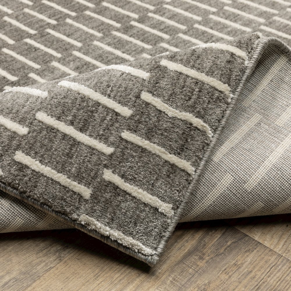 Oliver OLV03 Charcoal/Beige Indoor Area Rug - 2'3" x 7'6"
