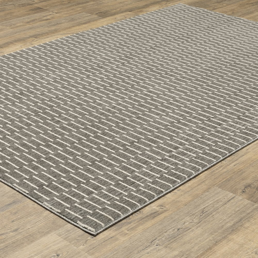 Oliver OLV03 Charcoal/Beige Indoor Area Rug - 7'10" x 10'10"