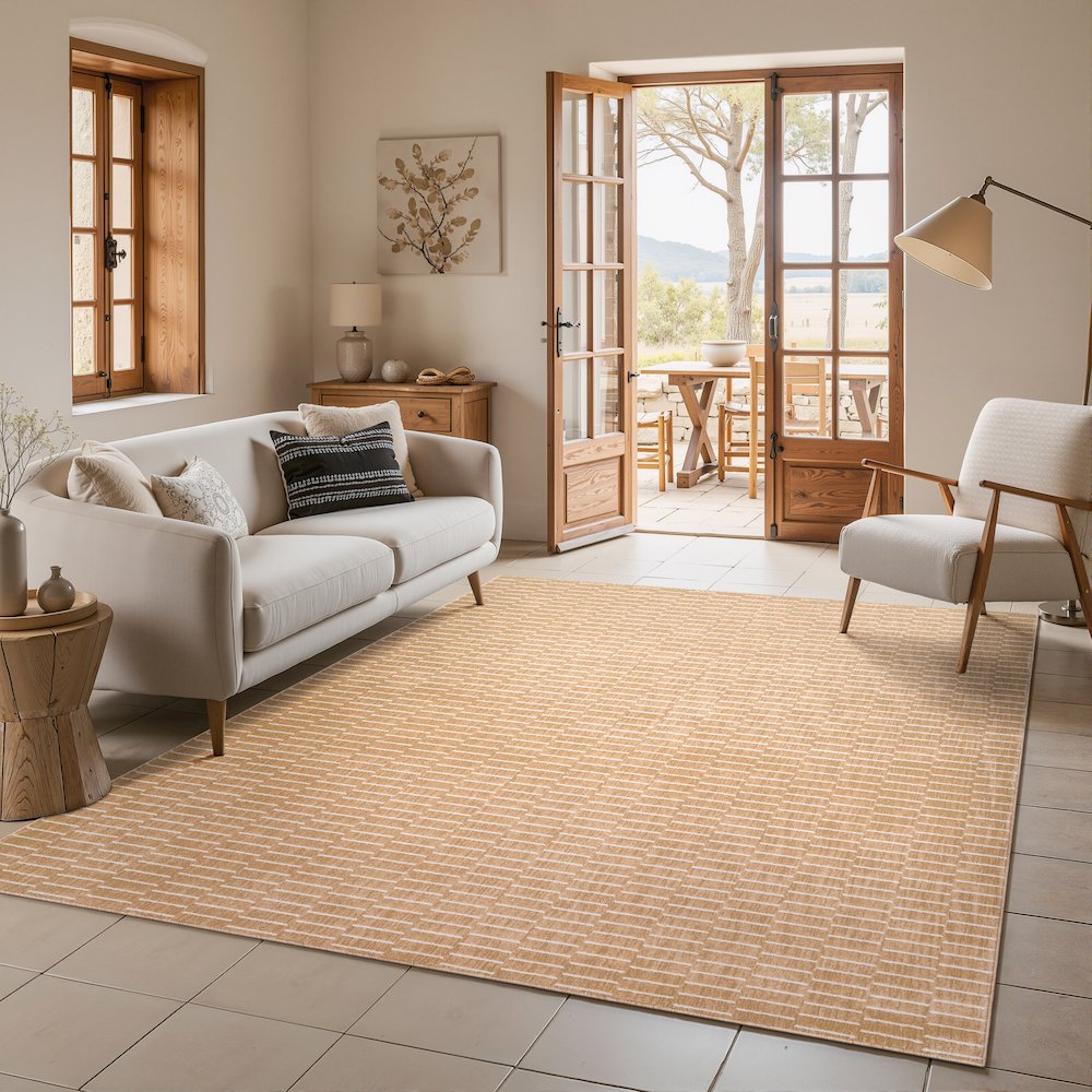 Oliver OLV04 Rust/ Beige Indoor Area Rug - 3'3" x 5'