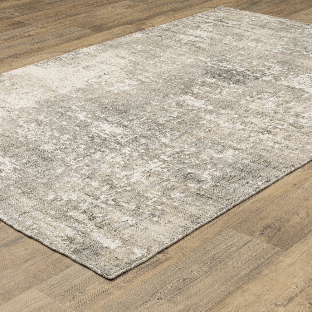 Solstice SLS01 Grey/ Beige Indoor Area Rug - 6' x 9'