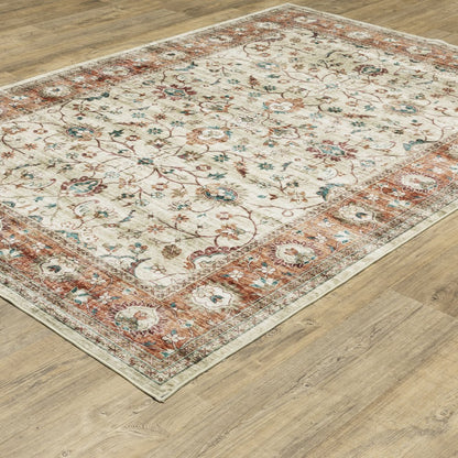 Sumter SUM03 Ivory/ Rust Indoor Area Rug - 3'6" x 5'6"