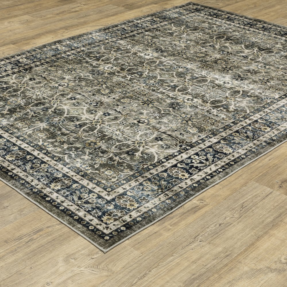 Sumter SUM06 Charcoal Grey/ Blue Indoor Area Rug - 2' x 3'