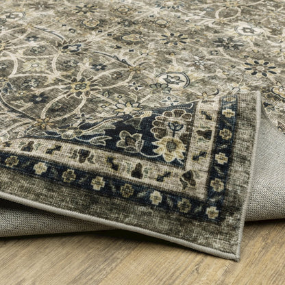 Sumter SUM06 Charcoal Grey/ Blue Indoor Area Rug - 2' x 3'