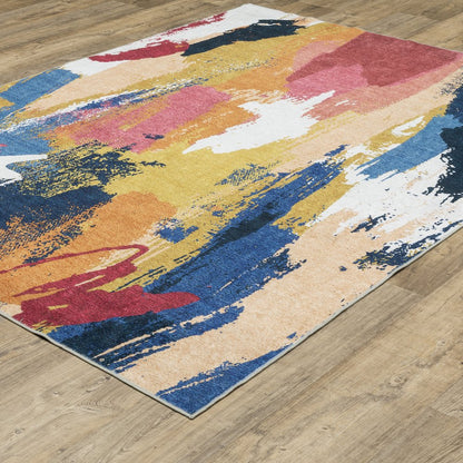 Sumter SUM09 Blue/ Gold Indoor Area Rug - 2' x 3'