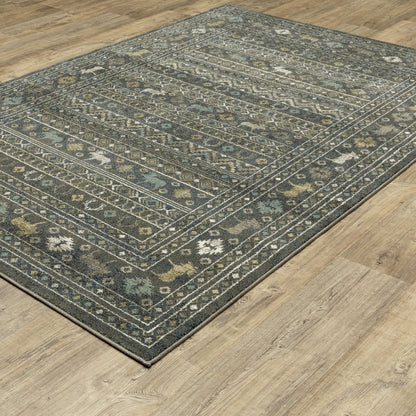 Venice 095E8 Blue/ Gold Indoor Area Rug - 9'10" x 12'10"