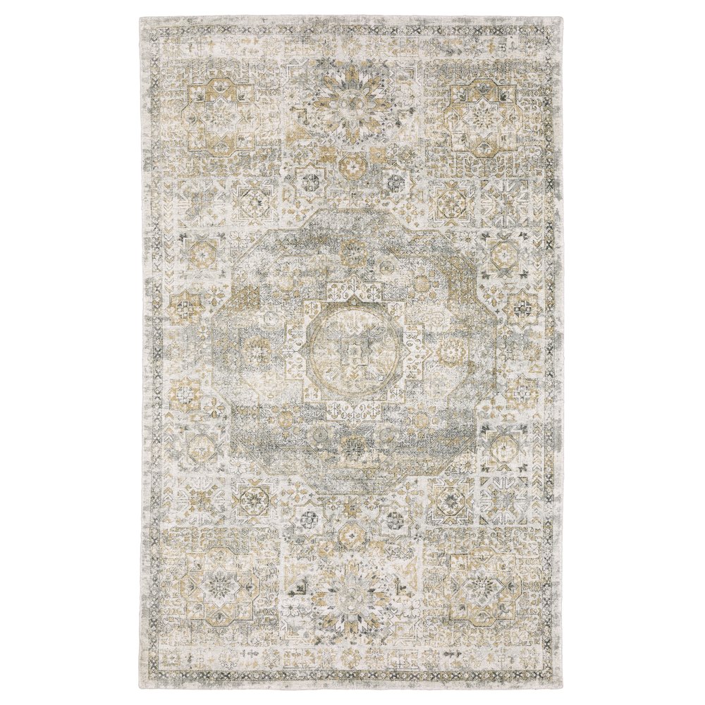 Runner Traditional Rug Made of Wool and Viscose, Grey color
