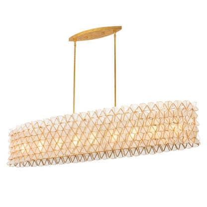 Flair 61-in 9 Light Socket Oxidized Gold Leaf Linear Pendant