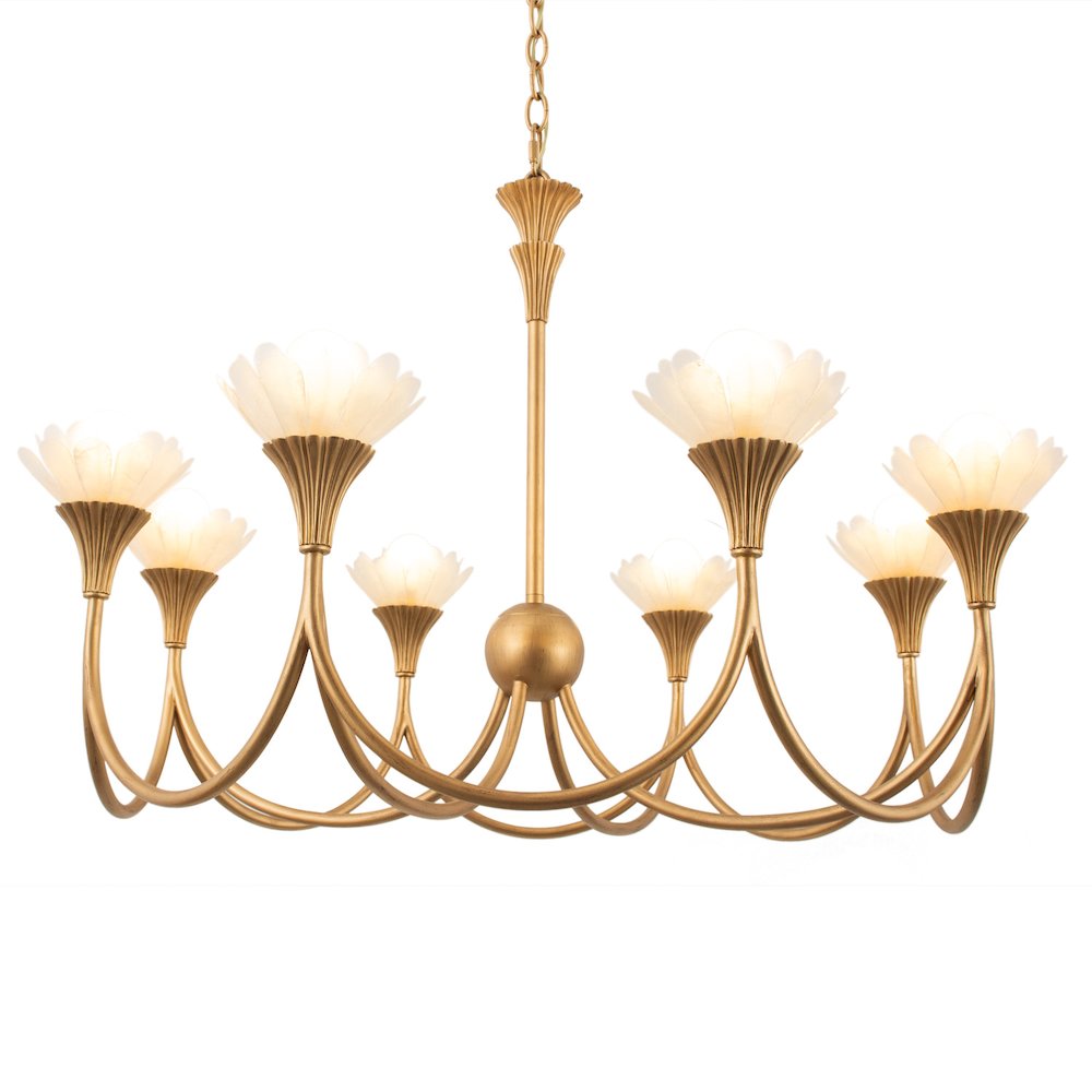 Flora 36-in 8 Light Socket Modern Gold Chandelier