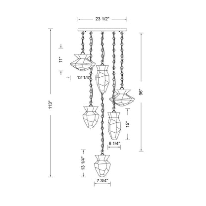 Bolsa 31-in 6 Light (40-watt) Winter Brass Chandelier