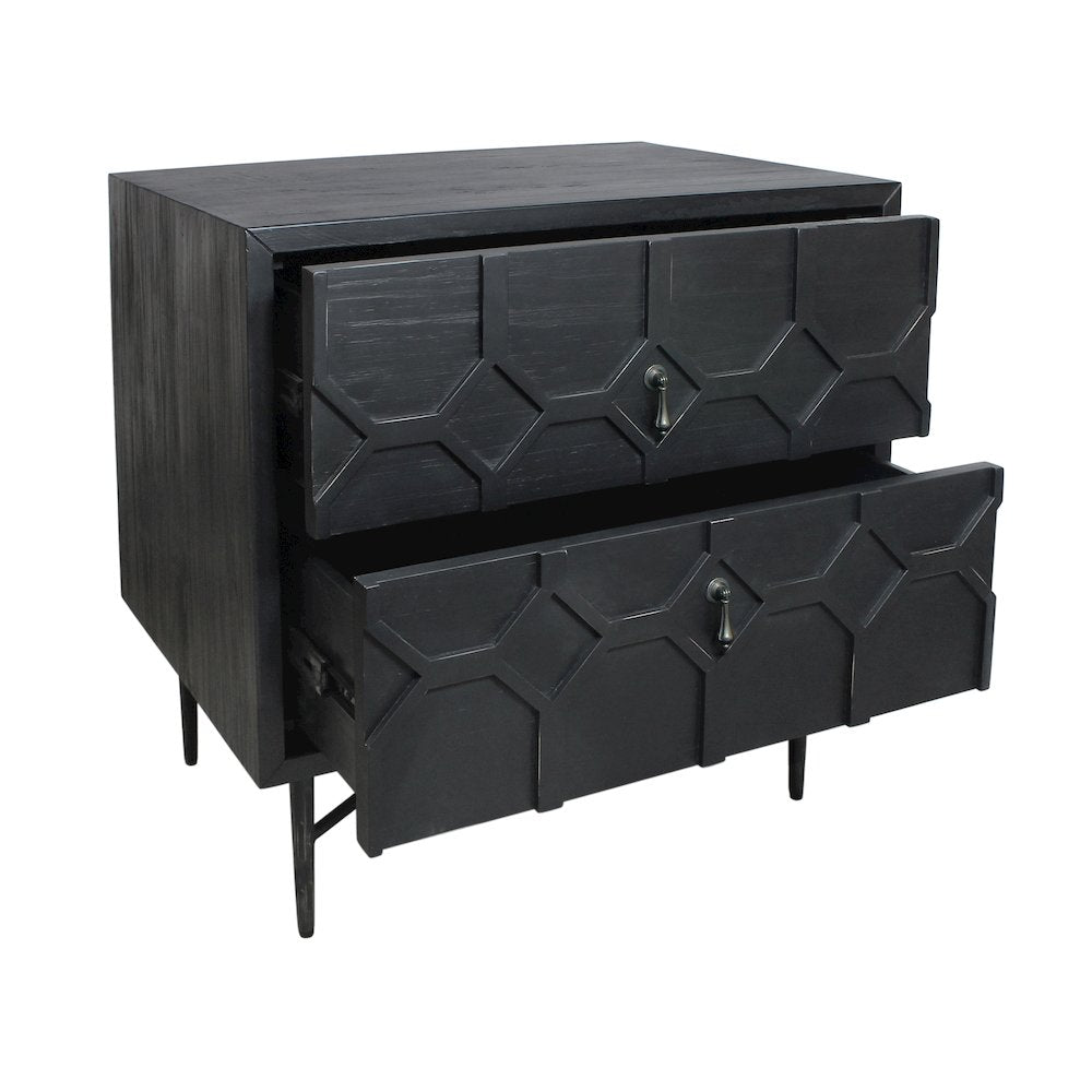 Samara 2-Drawer Small Nightstand - Black