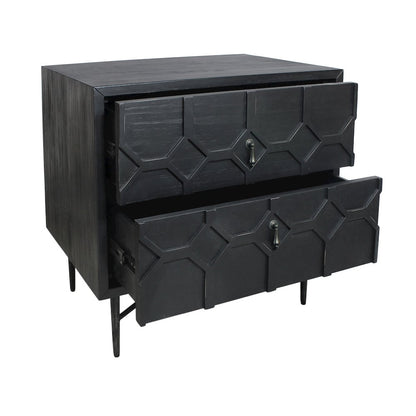 Samara 2-Drawer Small Nightstand - Black