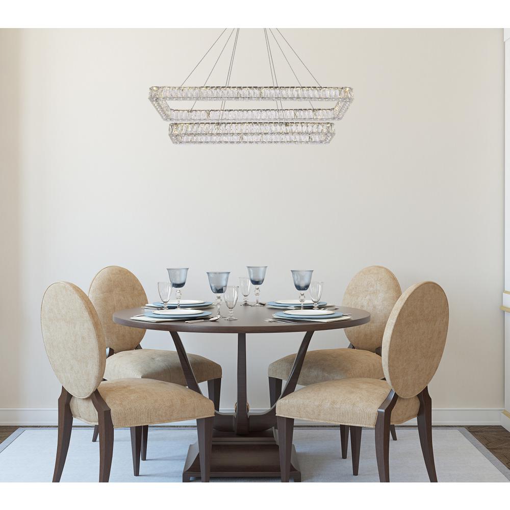 Monroe 50 inch LED double rectangle pendant in chrome