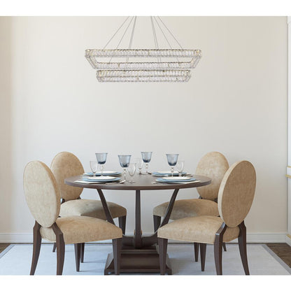 Monroe 50 inch LED double rectangle pendant in chrome