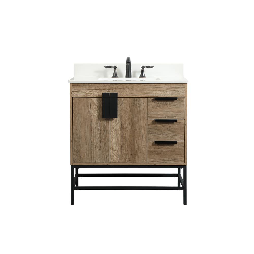 32 inch Single bathroom vanity in natural oak with backsplash