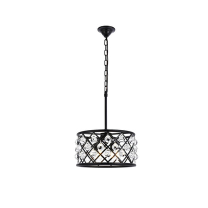Madison 4 light Matte Black Pendant Clear Royal Cut Crystal