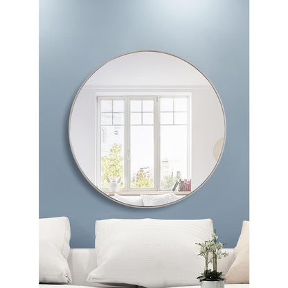 Metal frame Round Mirror 42 inch Silver finish