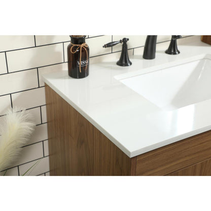 30 inch Single bathroom vanity in walnut brown