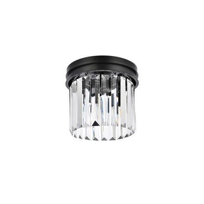 Sydney 3 light Matte Black Flush Mount Clear Royal Cut Crystal