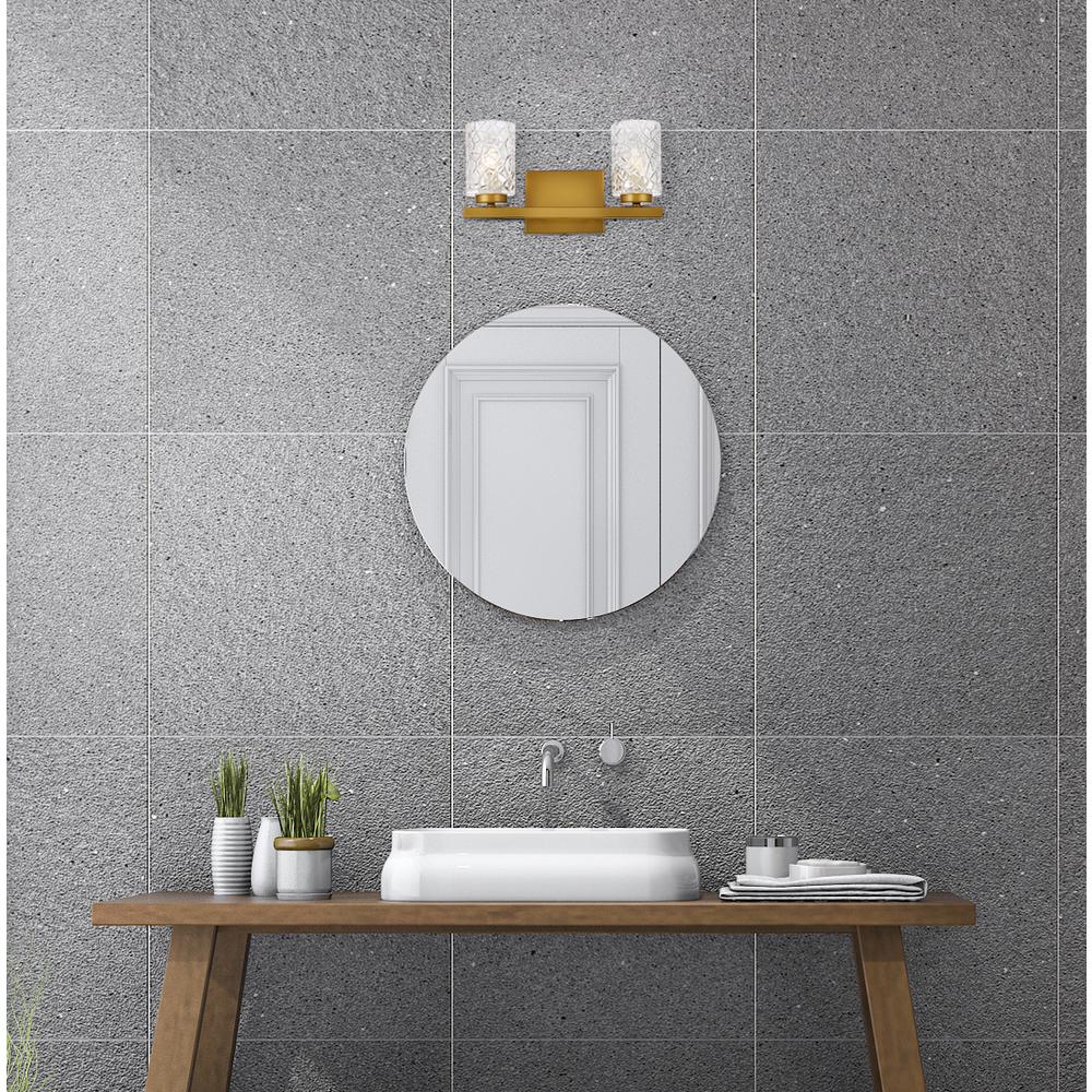 Cassie 2 lights bath sconce in brass with clear shade