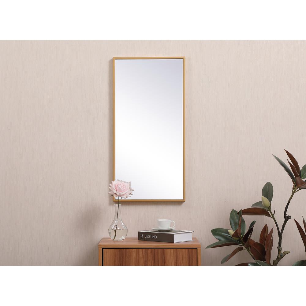 Metal frame rectangle mirror 14x28 inch in brass