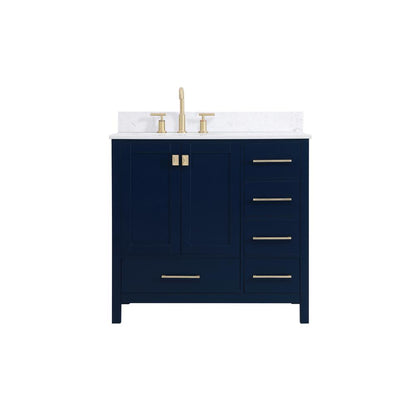 36 inch Single Bathroom Vanity in Blue with Backsplash