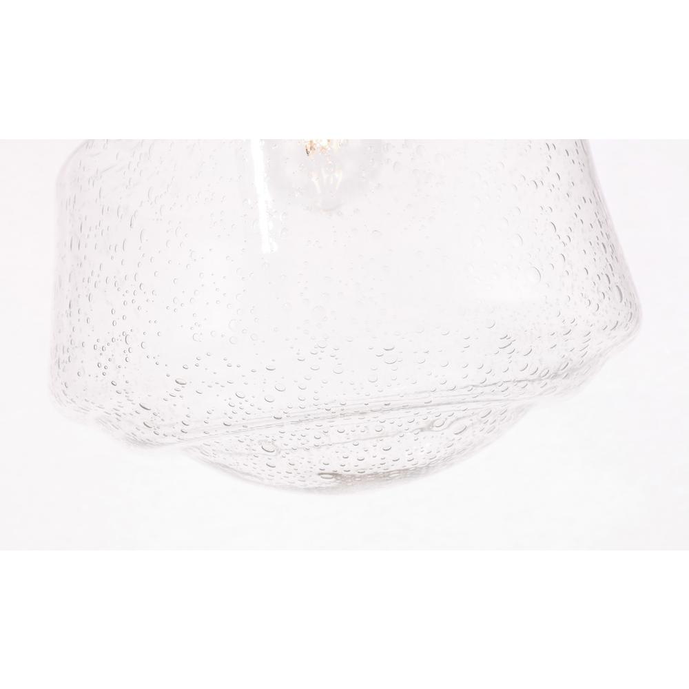 Lyle 1 light Black and Clear seeded glass Flush mount