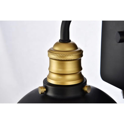Anders Collection Wall Sconce D7.1 H8.3 Lt:1 Black and Brass Finish