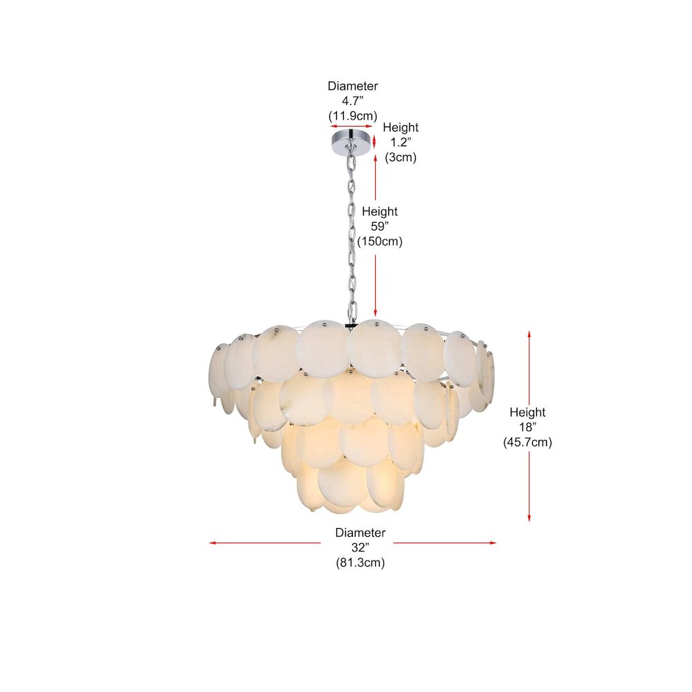 Charlotte 32 inch Alabaster Chandelier in Chrome