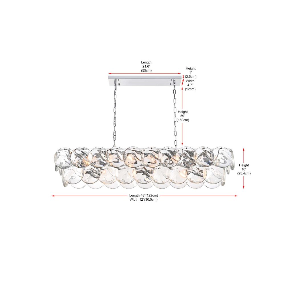 Charlotte 48 inch Rectangle Crystal Chandelier in Chrome