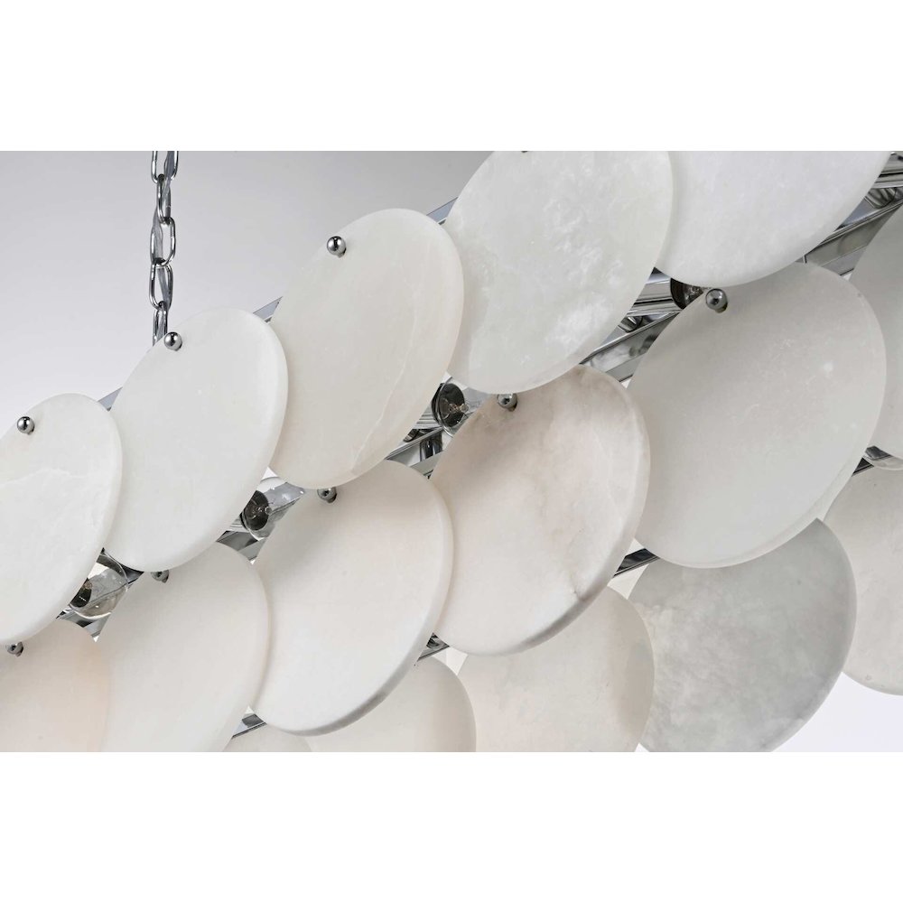 Charlotte 48 inch Rectangle Alabaster Chandelier in Chrome