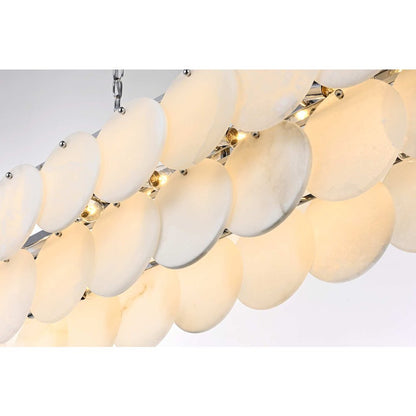 Charlotte 48 inch Rectangle Alabaster Chandelier in Chrome