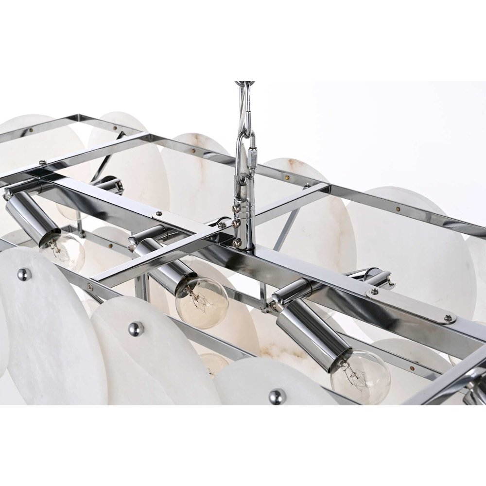 Charlotte 48 inch Rectangle Alabaster Chandelier in Chrome