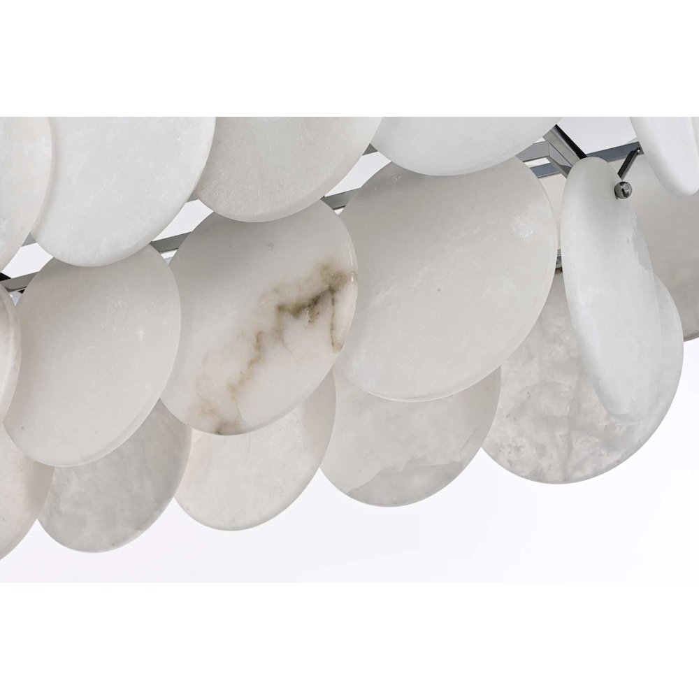 Charlotte 48 inch Rectangle Alabaster Chandelier in Chrome