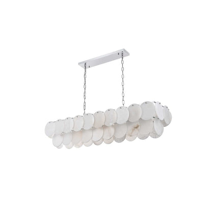 Charlotte 48 inch Rectangle Alabaster Chandelier in Chrome
