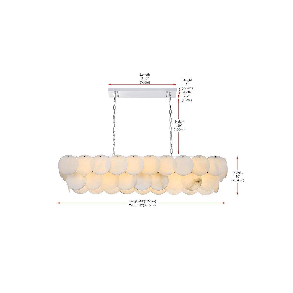 Charlotte 48 inch Rectangle Alabaster Chandelier in Chrome