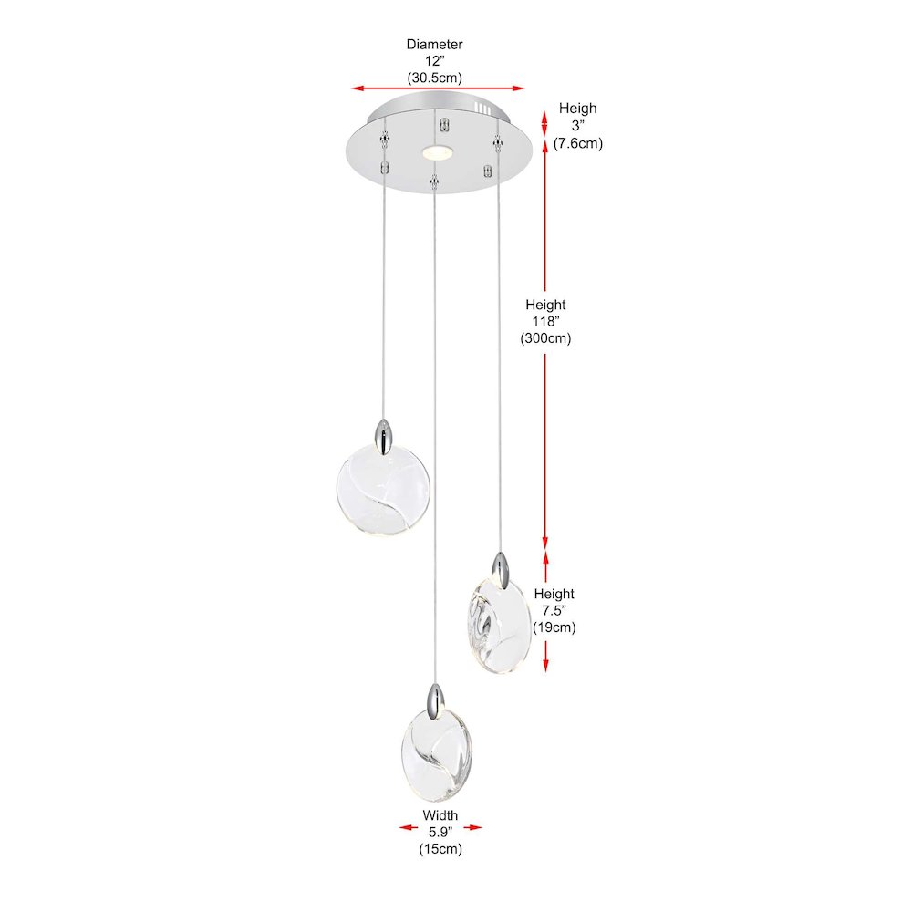 Avery 12 inch Crystal Pendant in Chrome